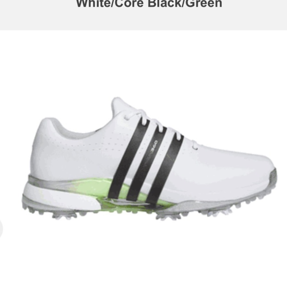 Adidas Tour360 24 Golf Shoes Womens White Black Lime Green Spiked‎ NEW size 7.5 - Picture 4 of 16